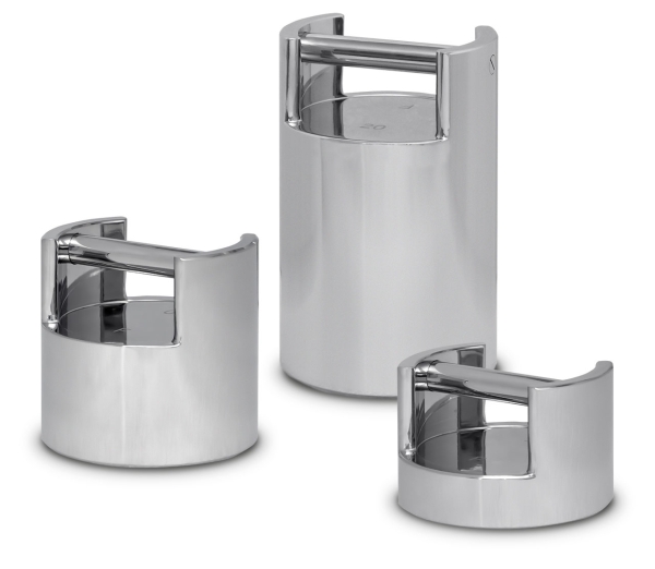 F2-OIML weights in stainless steel, stackable, cylindrical shape